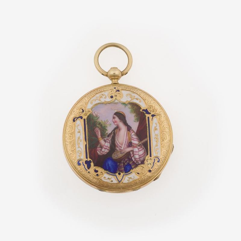 Enamel and gold pocket watch  - Auction Timed Auction Jewels - Cambi Casa d'Aste