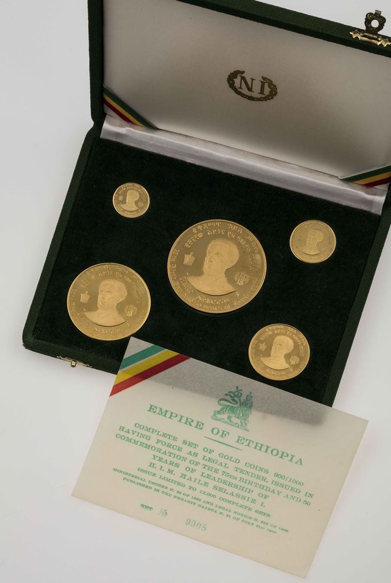Set composto da cinque monete “Empire of Ethiopia”  - Asta Fine Jewels - Cambi Casa d'Aste
