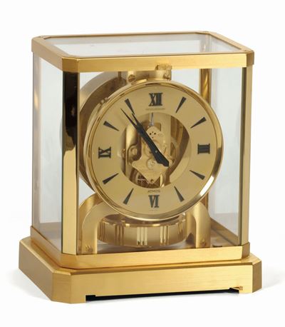 Jaeger Lecoultre, Atmos. Orologio da Tavolo, in Ottone Dorato, Azionato dai Cambiamenti di Pressi...
