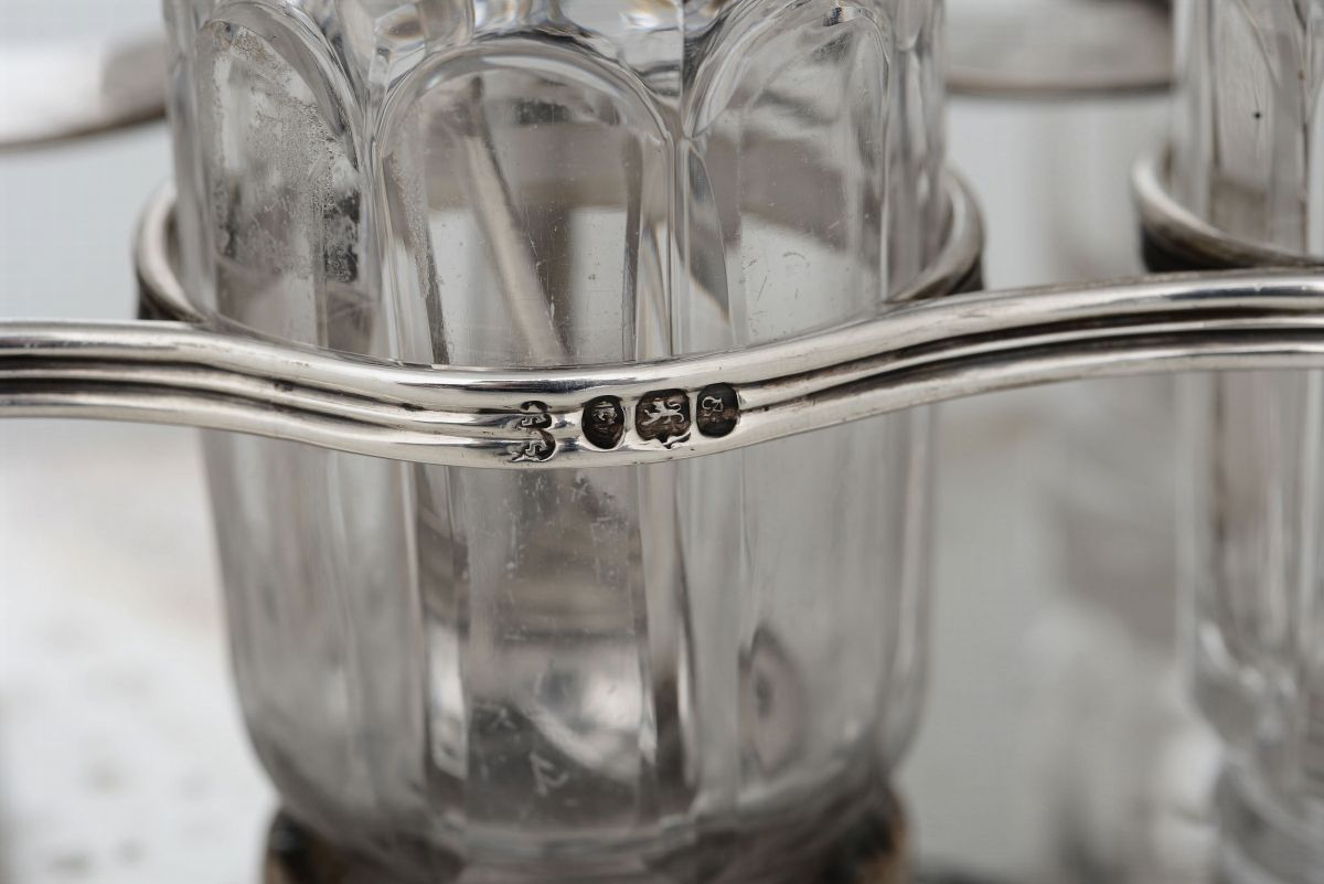 Cruet Set in Argento Fuso, Sbalzato e Cesellato, Londra 1836, Argentiere Joseph Angell Sr. & John...