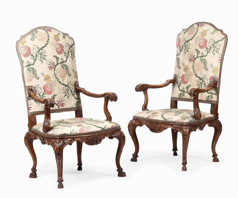 Two armchairs, Venice, 18th century  - Auction Works and furnishings from Lombard collections and other provinces - Cambi Casa d'Aste