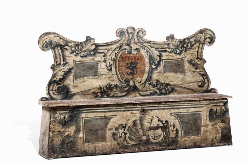 A bench, Marche, 18th century  - Auction Works and furnishings from Lombard collections and other provinces - Cambi Casa d'Aste