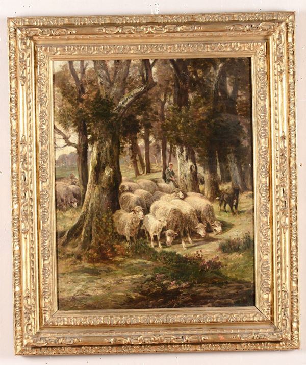 Raymond Desvarreux (1876 - 1961) Paesaggio con pecore