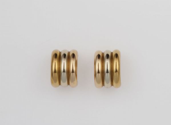 Pair of three-gold earrings. Signed Weingrill