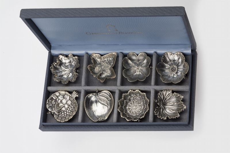 Sterling silver placecard holders. Signed Buccellati, fitted case  - Auction Jewels Timed Auction - Cambi Casa d'Aste