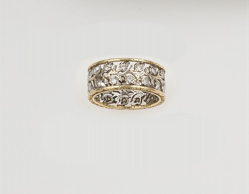 Diamond and gold ring. Signed Mario Buccellati. Fitted case  - Auction Fine Jewels - Cambi Casa d'Aste