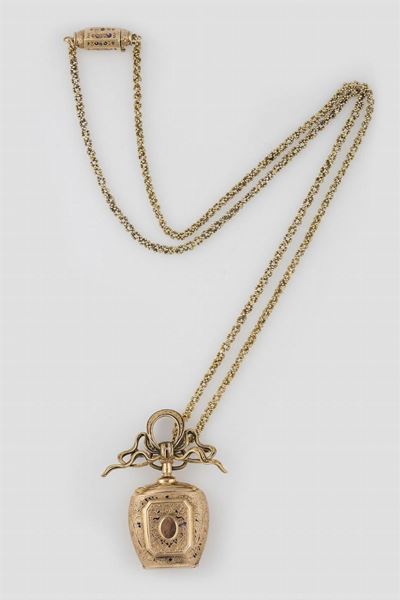 Orologio a Monachina con Smalti Policromi e Catena