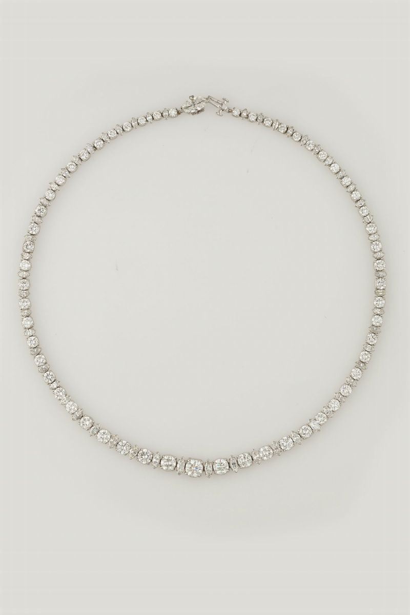 Brilliant-cut and marquise-cut diamond necklace  - Auction Fine Jewels - Cambi Casa d'Aste