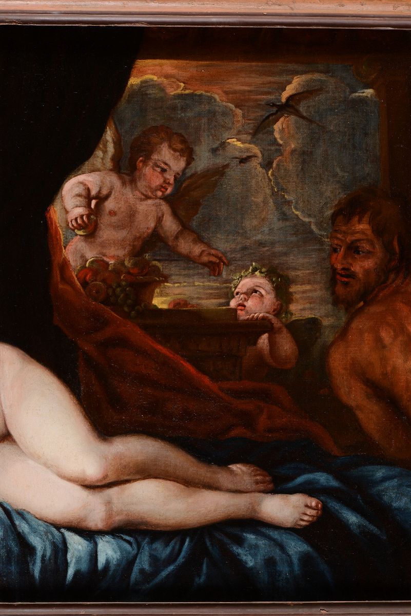 Luca Giordano (napoli 1634-1705), Cerchia Divenere con Amorini e Satiro