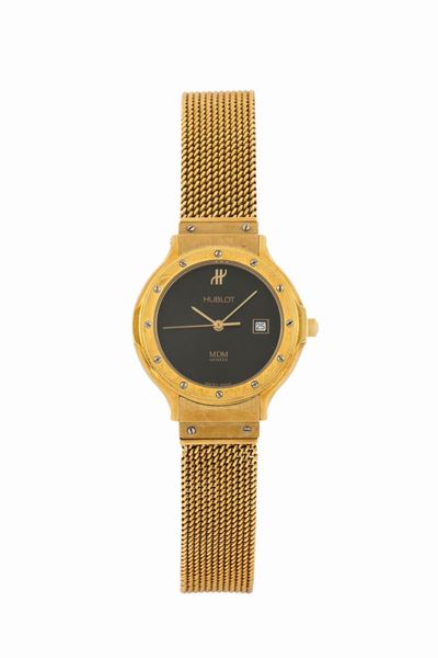 Hublot, Mdm, Geneve. Orologio da Polso, in Oro Giallo 18k al Quarzo con Datario e Bracciale Origi...