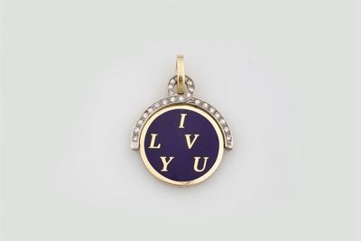 Cartier. Pendente i Love You con Diamanti e Smalto Blu