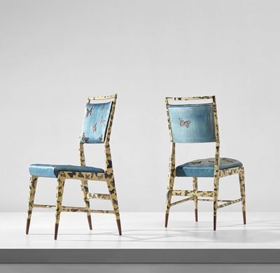 Gio Ponti (1891-1979) e Piero Fornasetti (1913-1988)coppia di Sedie, 1951 Circa