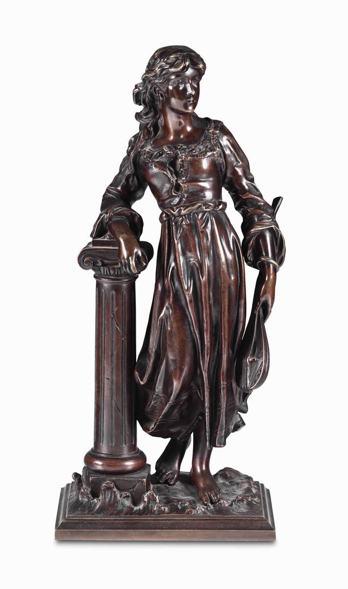 Scultore del XIX-XX secolo Figura femminile con colonna  - Auction Fine Art - Cambi Casa d'Aste
