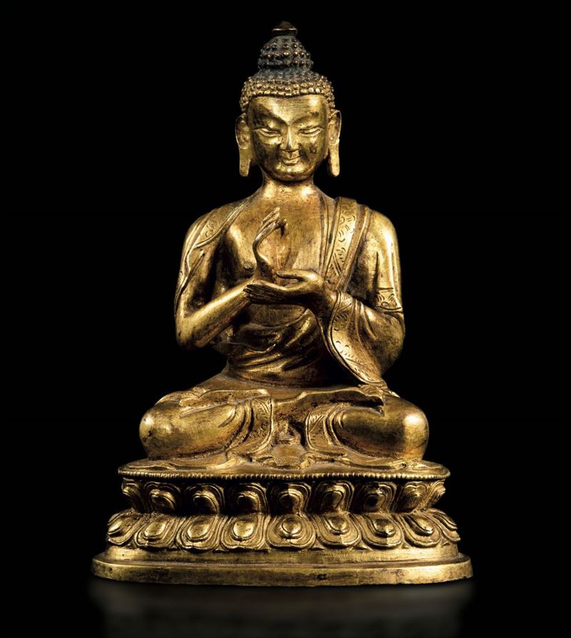 A gilt bronze Sakyamuni, China, Qianlong p.  - Auction Fine Chinese Works of Art - Cambi Casa d'Aste
