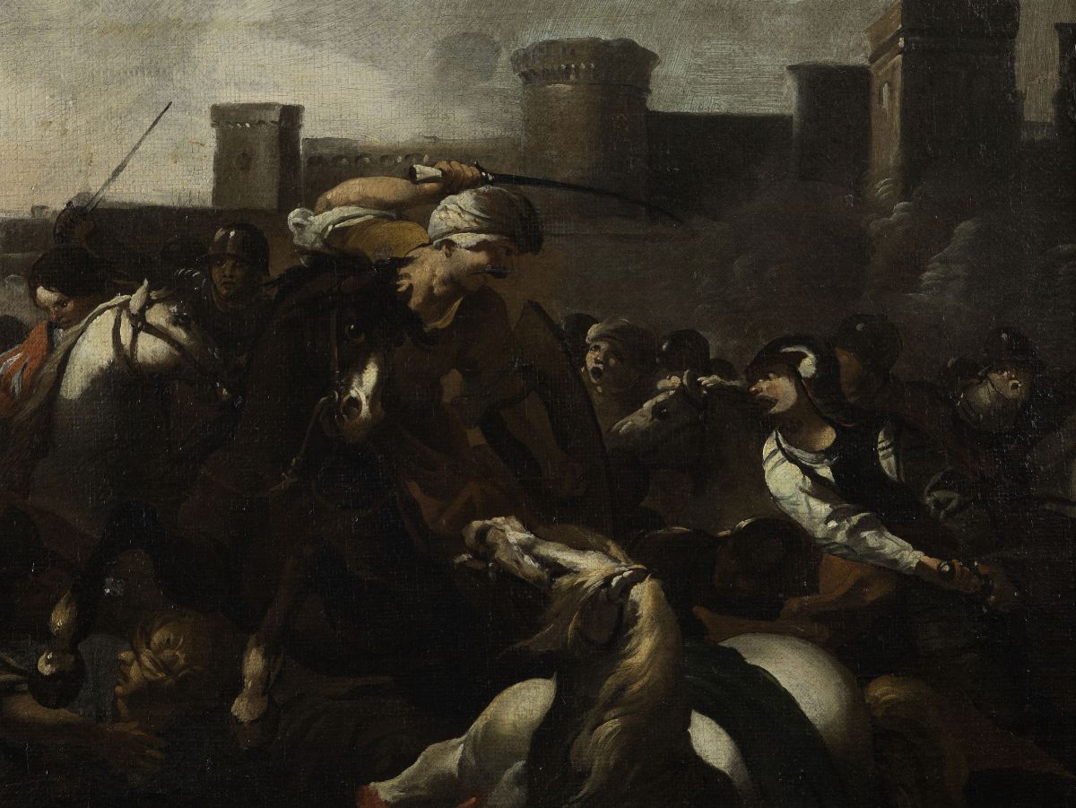 Marzio Masturzo (attivo a Napoli nel 1670)scontro tra Cavalleria Cristiana e Turca