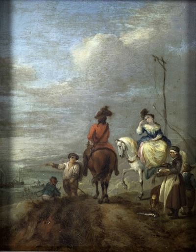 Karel Van Valens (1683-1733), Attribuito Acavaliere e Dama a Cavallo