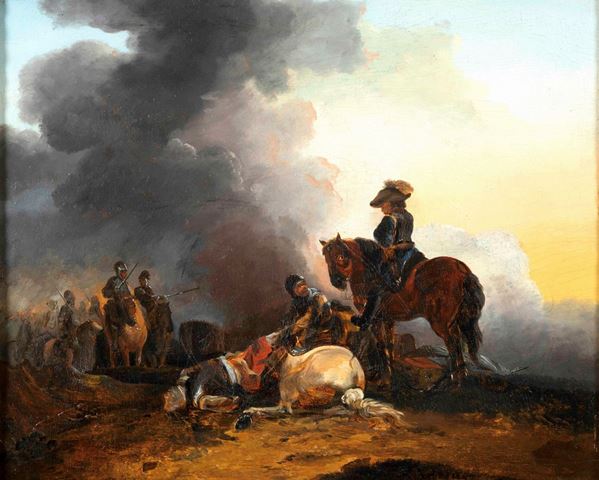 Francesco Casanova (1727-1803) Cavalieri su sfondo di battaglia