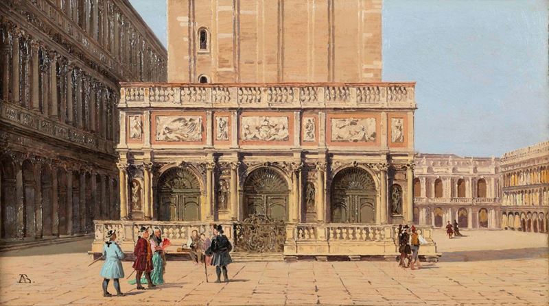 Antonietta Brandeis (1849 - 1920/26) La loggetta di piazza San Marco  - Asta Dipinti del XIX e XX secolo - Cambi Casa d'Aste
