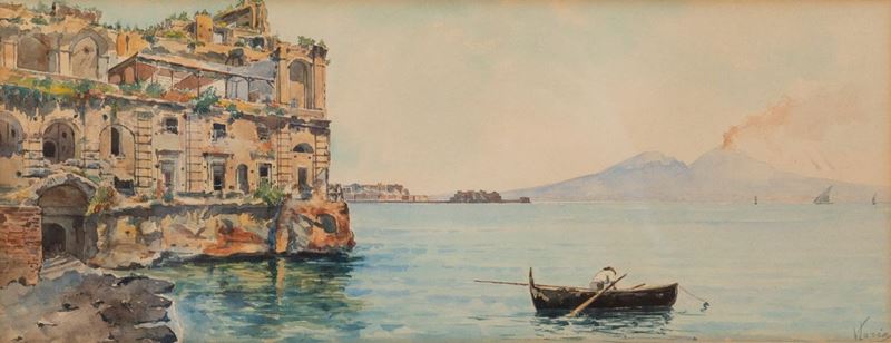 Vincenzo Loria (1849-1939), attr. Palazzo Donn’Anna  - Asta Antiquariato - Cambi Casa d'Aste