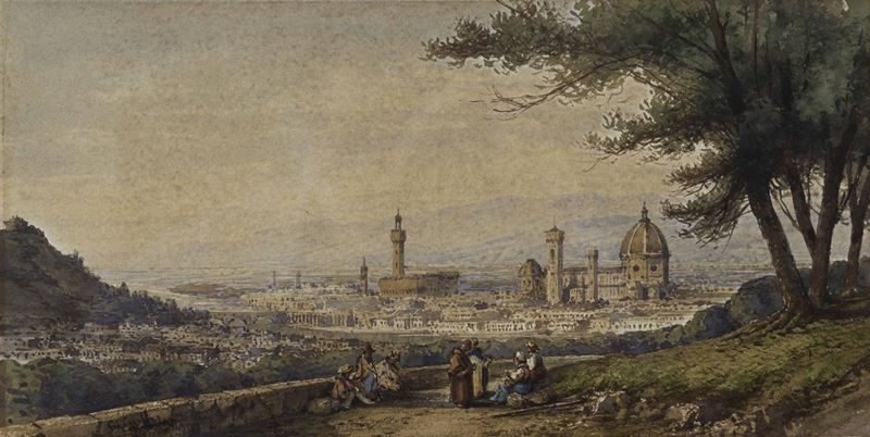 Gabriele Carelli (1820-1900) Veduta di Firenze  - Auction Paintings of the XIX and XX centuries - Cambi Casa d'Aste