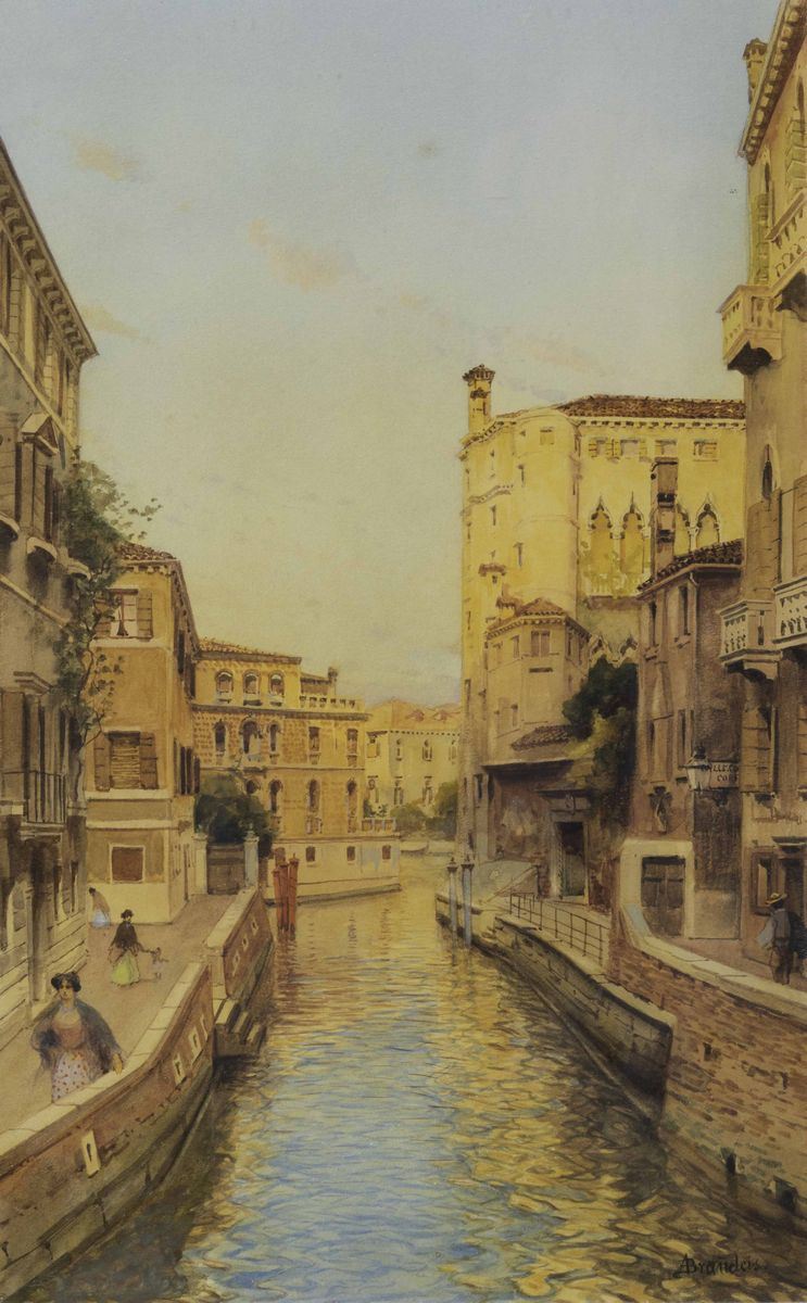 Antonietta Brandeis (1849 - 1920/26) Canale veneziano  - Asta Dipinti del XIX e XX secolo - Cambi Casa d'Aste