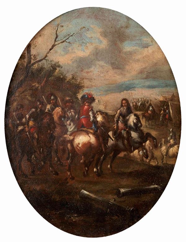 Antonio Maria Marini (1668-1725), attribuito a Cavalieri entro paesaggio