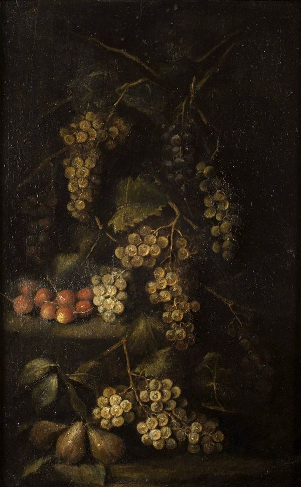 Gilardo Da Lodi (XVII-XVIII secolo) Coppia di nature morte con uva