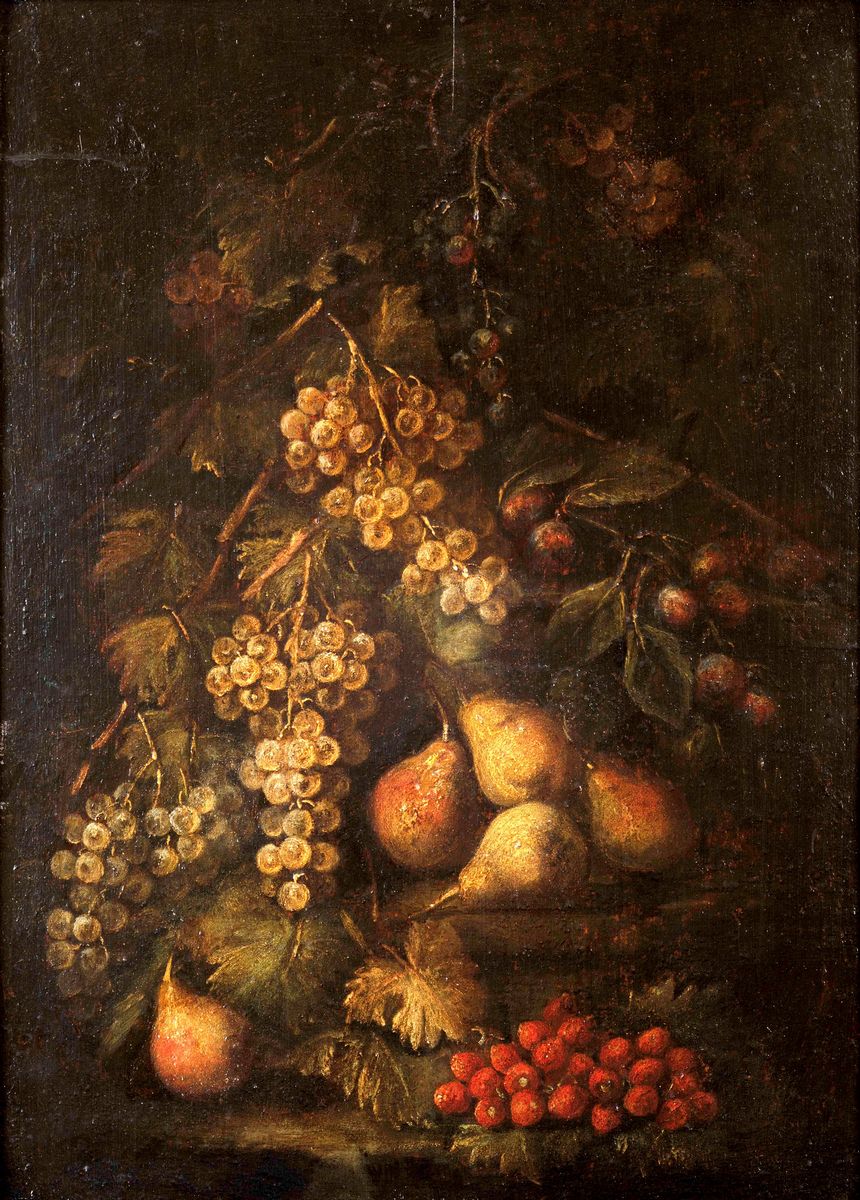 Gilardo da Lodi (XVII-XVIII Secolo)coppia di Nature Morte con Uva