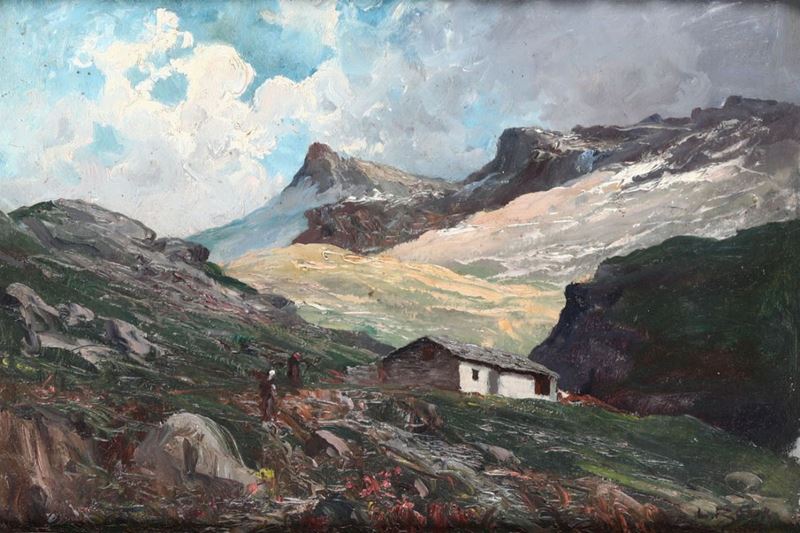 Leonardo Roda (1868-1933) Paesaggio montano, 1892  - Asta Antiquariato - Cambi Casa d'Aste