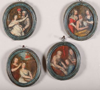 Andrea Celesti (1637-1712), Attribuiti Aquattro Ovali con Scene Bibliche