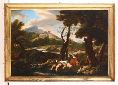 Pieter Mulier Detto il Tempesta (haarlem 1637 - Milano 1701)paesaggio con Pastori e Armenti