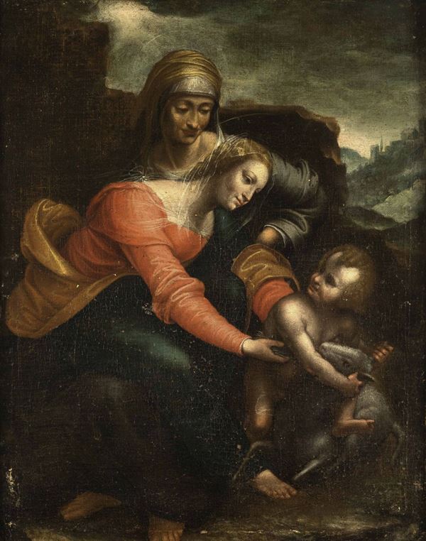 Scuola italiana del XVI-XVII secolo Madonna con Bambino e Sant'Anna