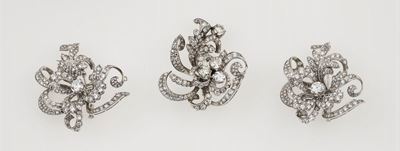 Tre Spille con Diamanti Taglio Brillante e Diamanti di Vecchio Taglio
