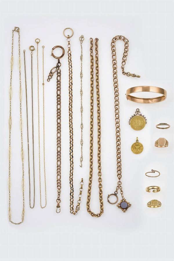Group of gold and low Karat gold jewels