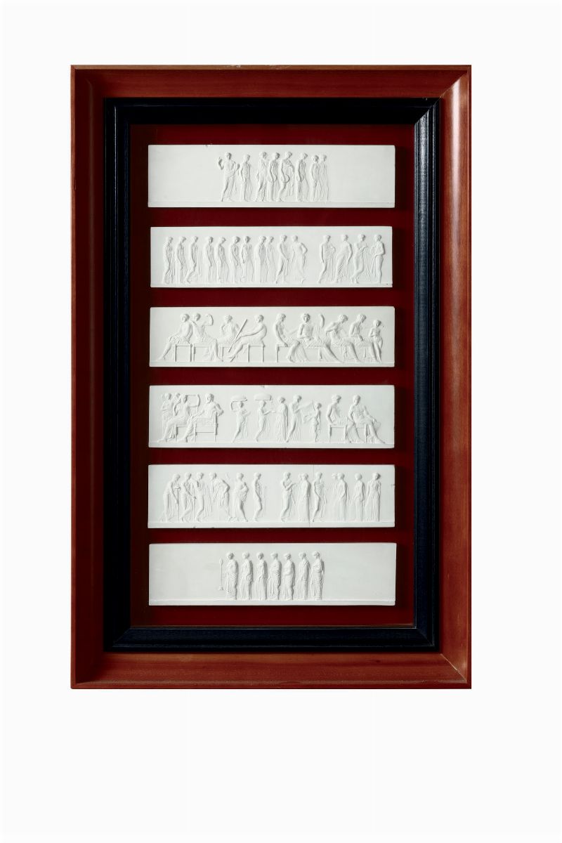 Otto Cornici Contenenti Calchi in Gesso Riproducenti Fregi del Partenone, XIX-XX Secolo