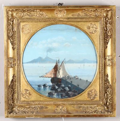 Anonimo del XX Secoloveduta del Golfo di Napoli Col Vesuvio