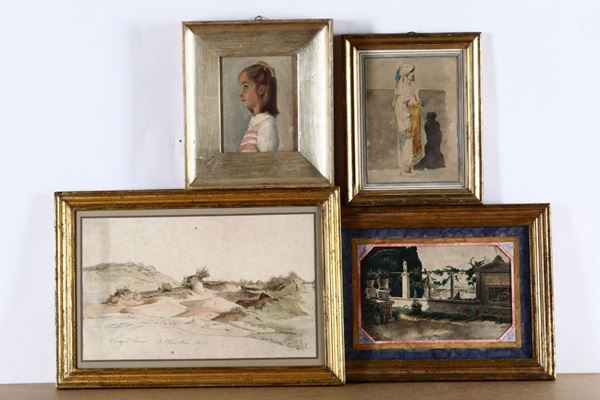 Insieme di quattro acquerelli, XX secolo