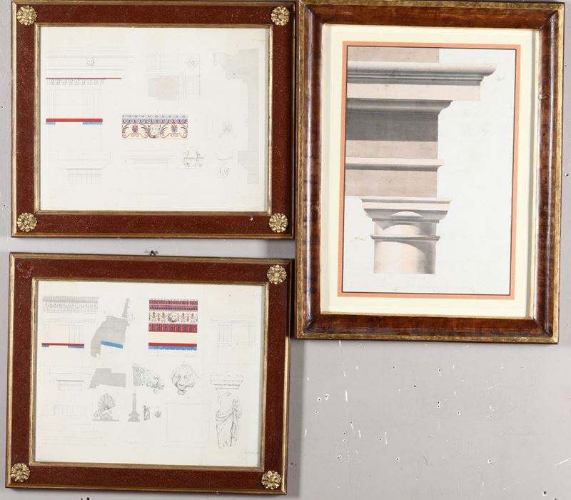 Tre incisioni raffiguranti architetture  - Auction Paintings - Cambi Casa d'Aste