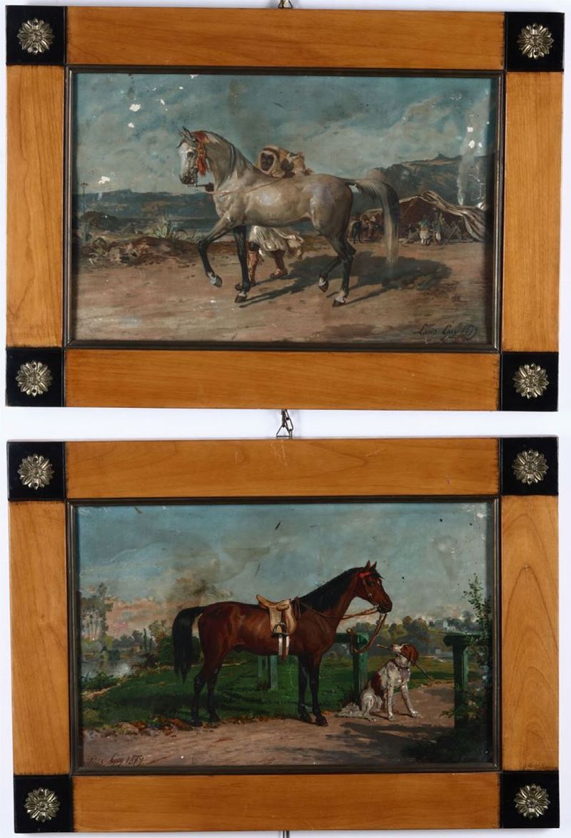 Louis Guy (1824 - 1888) Cavalli, 1879  - Asta Pittura - Cambi Casa d'Aste