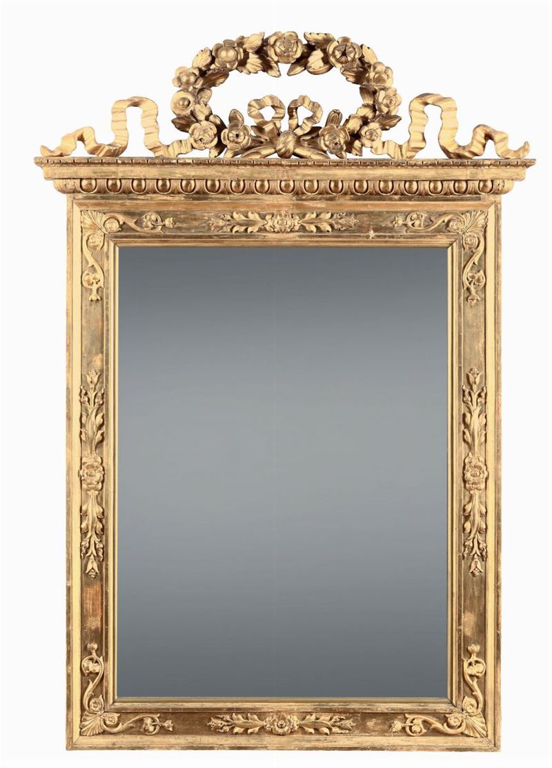 Specchiera in legno intagliato e dorato, XIX secolo  - Asta Antiquariato - Cambi Casa d'Aste