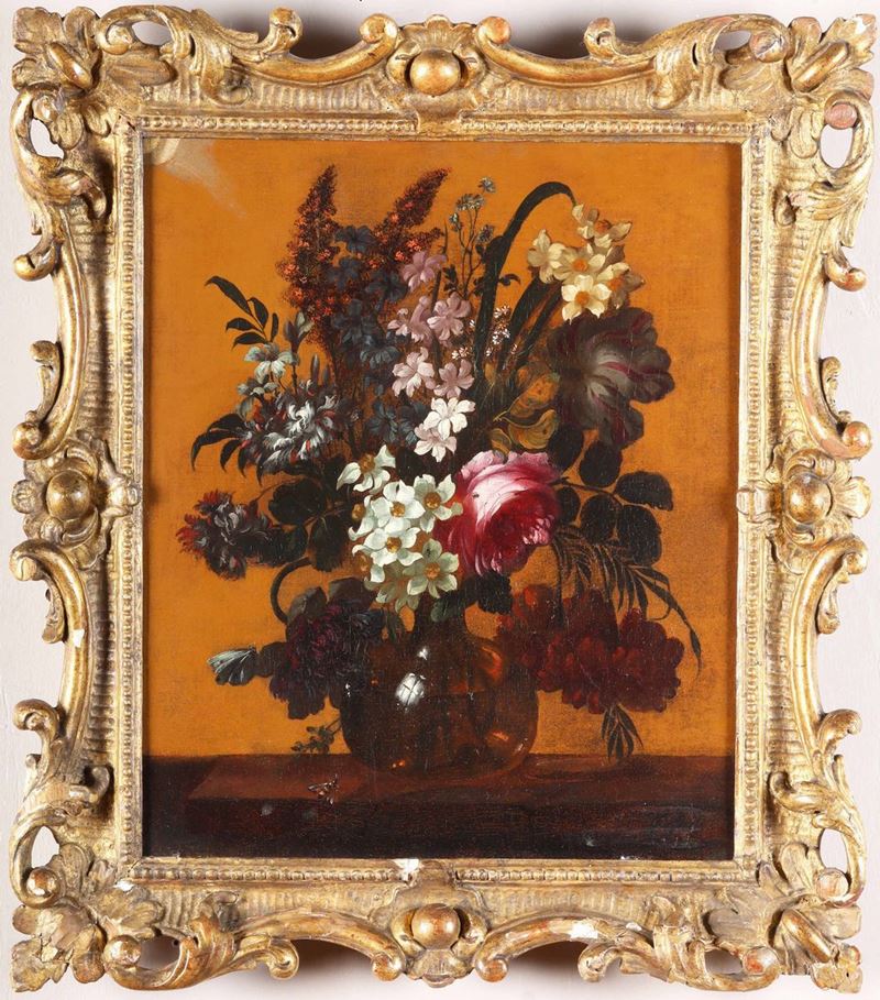 Scuola napoletana del XVIII secolo Natura morta con vaso di fiori  - Asta Dipinti Antichi - Cambi Casa d'Aste
