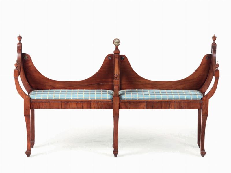 Panchetta Carlo X a due posti in legno lastronato, XIX secolo  - Auction Fine Art - Cambi Casa d'Aste