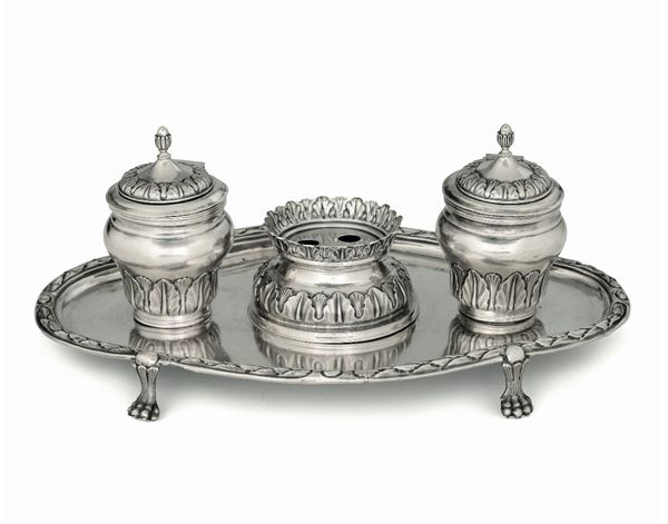 A silver inkwell, Genoa, 1783
