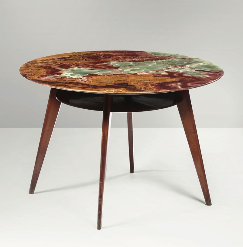 Tavolo con struttura in legno e piano in onice.  - Asta Design - Cambi Casa d'Aste