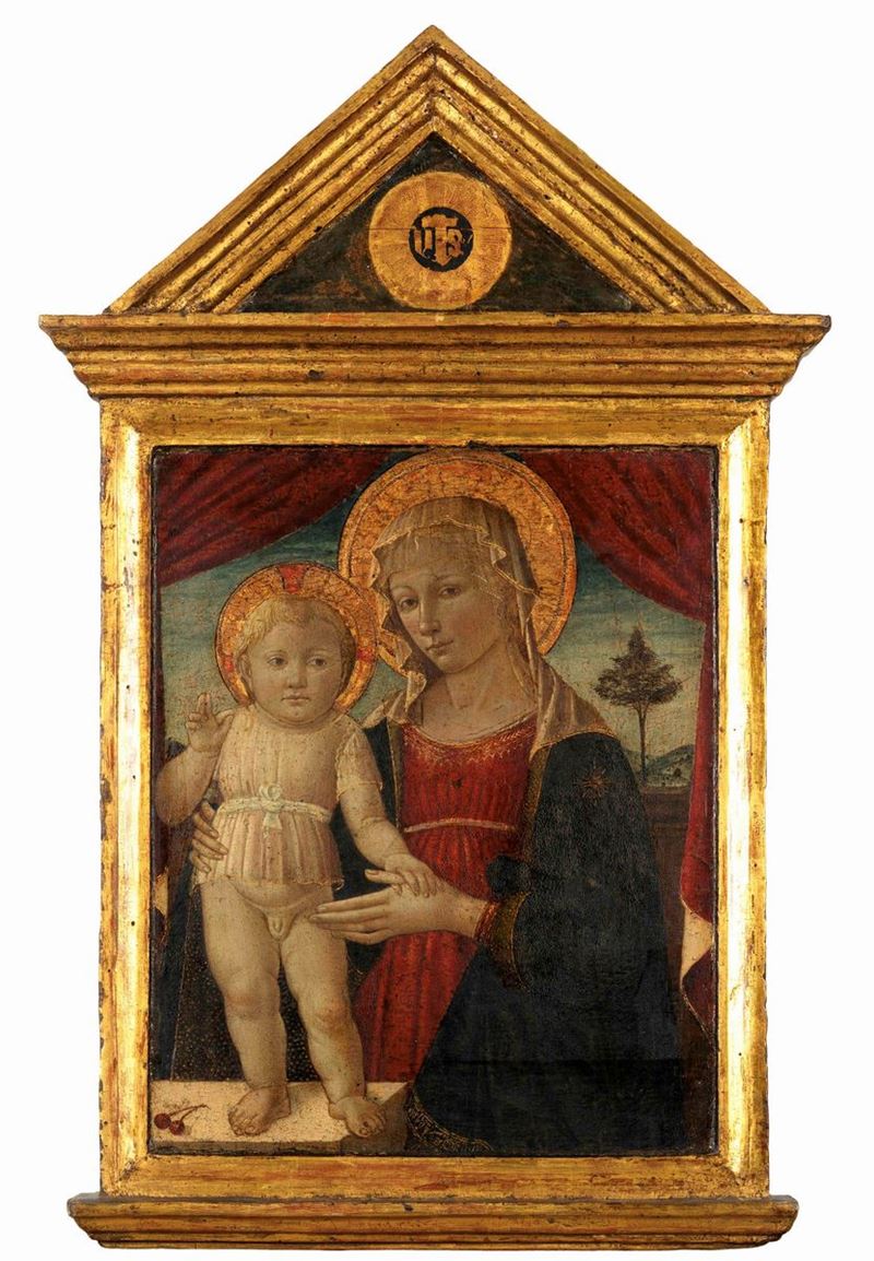 Maestro di San Miniato (attivo in Toscana nella seconda metà del XV secolo), attribuito a Madonna con Bambino  - Asta Dipinti Antichi - Cambi Casa d'Aste