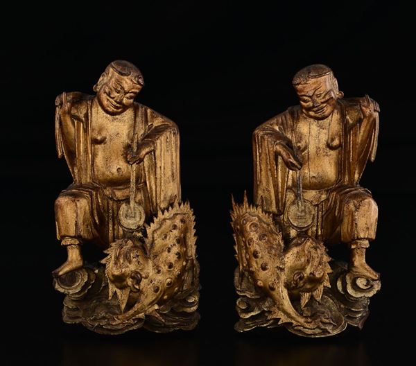 Two gilt wood sculptures, China, Qing Dynasty
