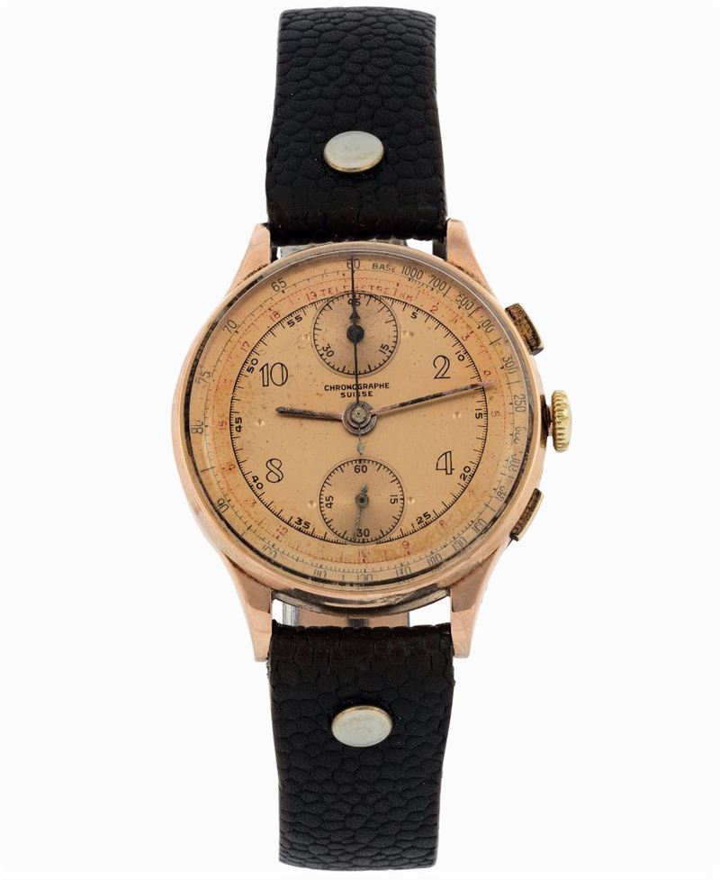 Chronographe, Suisse. Fine, 18K yellow gold wristwatch. Made circa 1960.  - Auction wrist and pocket watches - Cambi Casa d'Aste