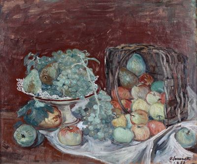 Oscar Saccorotti (1898 - 1986)natura Morta con Cesto e Mele, 1938