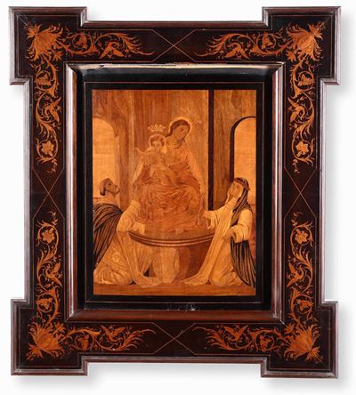 Pannello in Legno Intarsiato, Savona, Ambito di Giuseppe Bertolotto, Fine XIX Secolo
