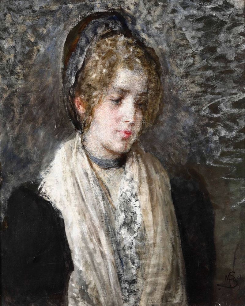 Mosè Bianchi (1840-1904) Figura femminile  - Asta Dipinti del XIX e XX secolo - Cambi Casa d'Aste